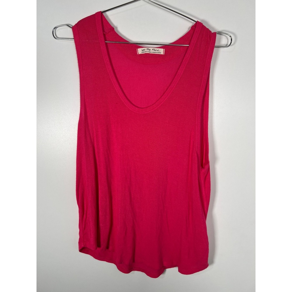 We The Free Free People Pink Solid Tank Top Scoop Neck Boho Casual Large